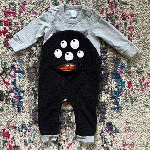 Gap Baby Long Sleeve & Pant Monster Onesie Cozy Fleece Romper Toddler Sz 12-18